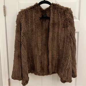 H BRAND NWOT Elle Rabbit-Fur Jacket, M/L